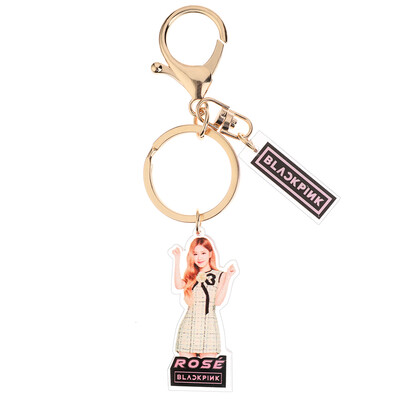 

KPOP BLACKPINK Cartoon Human Form Acrylic Keychain Colorful Letter Printing Pendant Key Rings Hot Gift for Fans