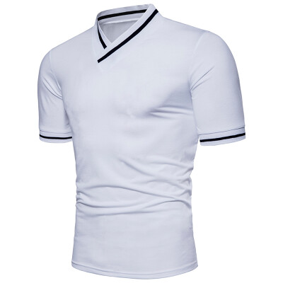 

Solid Color Fashion V-neck Short Sleeve Men\s T-shirt