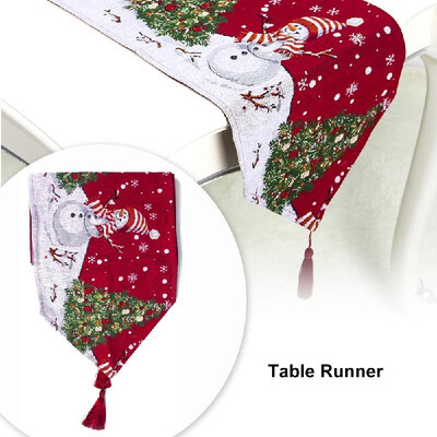 

Christmas Embroidered Table Runner for Christmas Party Dining Table Decorations