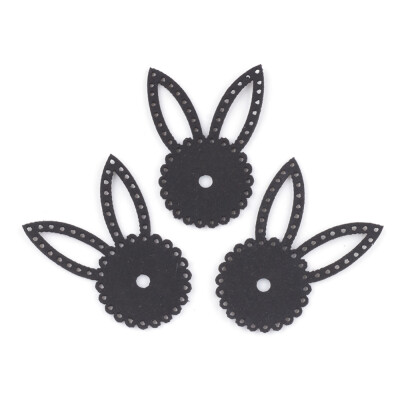 

PU Leather Fabric Beads Rabbit Black 48x34x15mm Hole 15mm