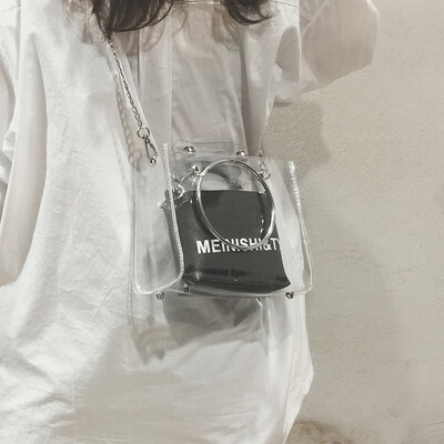 

Advanced sense bag Ocean ring handbags Laser transparent bag handbags New 2019 wild ins Messenger bag