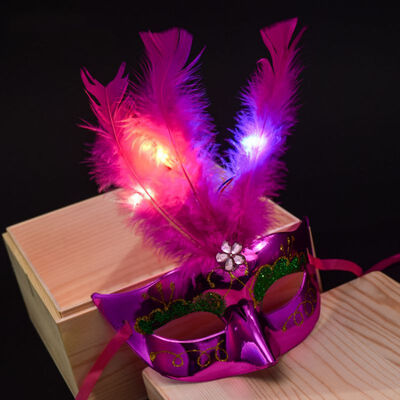 

LED Light Up Feather Mask For Women Girls Halloween Masquerade Mask Half Face Party Dance Mask Festival Costume Props