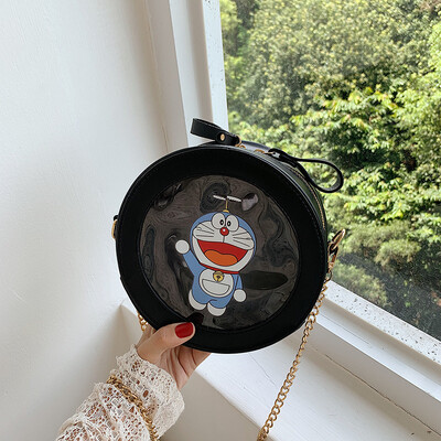 

Qiao Bani 2019 new Korean chic fashion transparent jingle cat small round bag shoulder diagonal trend handbags