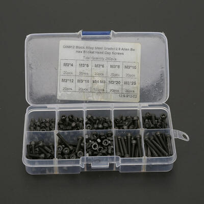 

Greensen 280pcs M3 Cylindrical Alloy Steel Cap Head Hex Socket Screws Assortment Kit