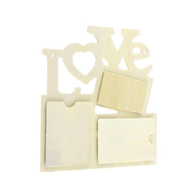 

Creative Wall Wooden DIY 3 In 1 Love Family Picture Hollow Gift Photo Frame