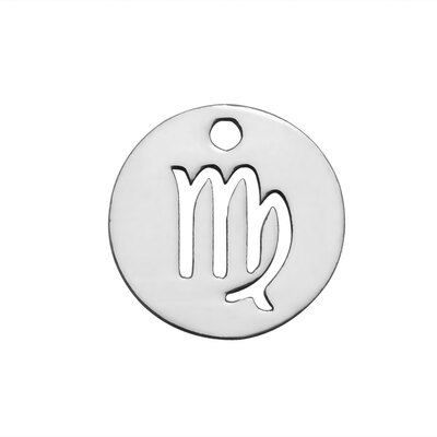 

304 Stainless Steel Charms Flat Round with ConstellationZodiac Sign Stainless Steel Color 12x1mm Hole 1mm
