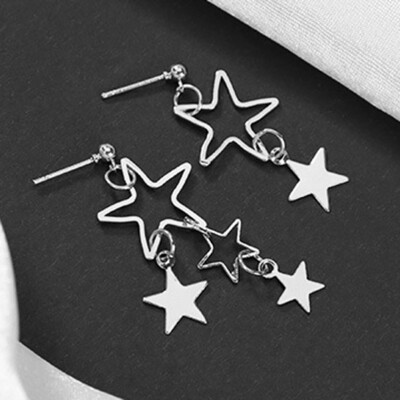 

Korean Fresh And Simple Temperament Hollow Star Asymmetric Alloy Earrings Female Jewelry Gift Wholesale