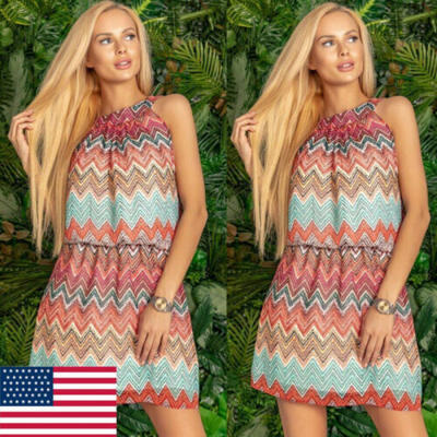 

Women Boho Mini Maxi Casual Dress Evening Party Beach Dresses Summer Sundress