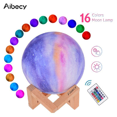 

Aibecy LED Moon Lamp Moon Night Light 3D Printed Large Lunar Lamp with Stand USB Cable 16 Glowing Colors Remote Control & TouchCon