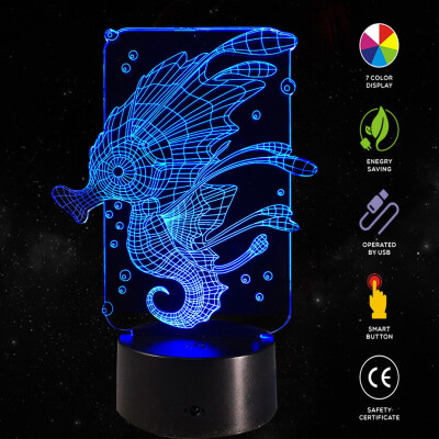 

〖Follure〗Seahorse 3D Night Light Table Desk Lamp 7 Colors 3D Optical Illusion Lights