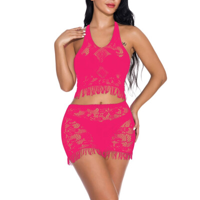 

Toponeto Fashion Women Sexy Lace Lingerie Sleepwear Bodydoll Lace Fringe suit Nightwear