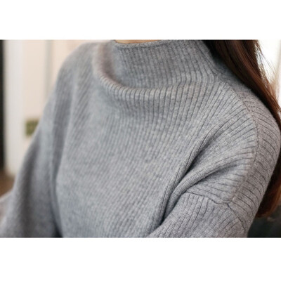 

〖Follure〗Women Lantern Sleeve Knit Sweater Jumper Loose Turleneck Outwear Top Blouse BK