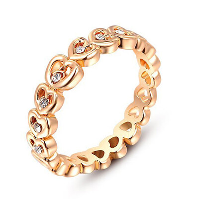 

Romad Exquisite Gold&Silver Color Hearts Ring Light Clear Finger Ring for Women Wedding Jewelry
