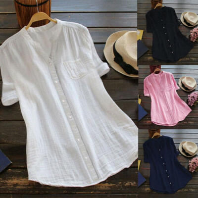 

Plus Size Womens Summer Casual Solid Blouses Loose Baggy Tops Tunic T Shirts
