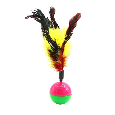 

Kitten Rolling Scratching Play Feather Tumbler Ball Pet Cat Interactive Toy