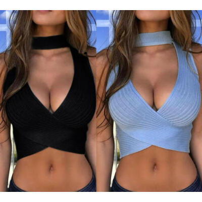 

Summer Women Knit Sexy Tank Top Vest Blouse Sleeveless Crop Tops Shirt Plus Size