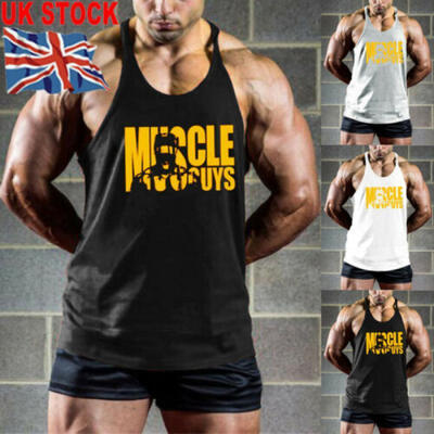 

UK Mens Gym Fit Muscle Sleeveless Tank Top T-Shirt Bodybuilding Sport Fit Vest