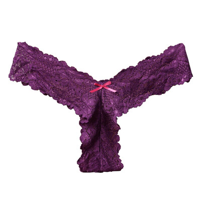 

6 Color Full Beautiful Lace Pure Color Womens Sexy Lingerie Thongs G-string Low Waist Underwear Panties Briefs Ladies T-back