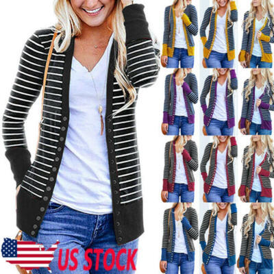 

New Women Sweater Long Sleeve Cardigan Knitwear Jumper Outwear Coat Jacket USA