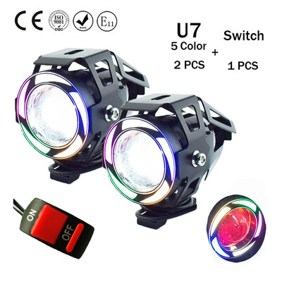 

Motorcycle U7 12v LED Headlight moto auxiliary driving lamp Motorbike fog lights 6000k Multicolor Headlamp spotlights work lamp