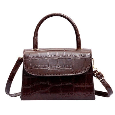 

Solid Color Stone Pattern Shoulder Handbags Women Leather Crossbody Bags