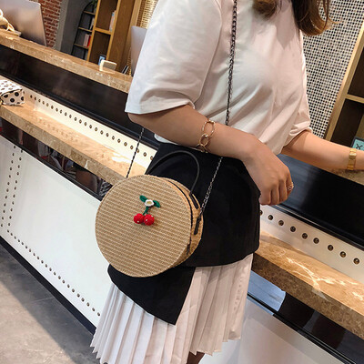 

Tailored Vintage Women Crossbody Bags Simple Weave Round Tote Handbags Shoulder Bag