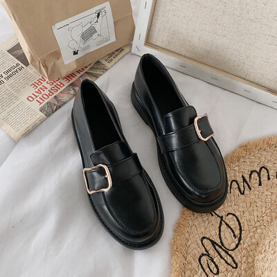

Japanese soft sister little leather shoes Korean version of ulzzang students with thick soles&retro British style buckle singl