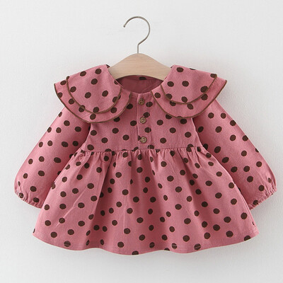 

Infant Baby Girls Long Sleeve Ruffles Dot Print Dresses Clothes Dress