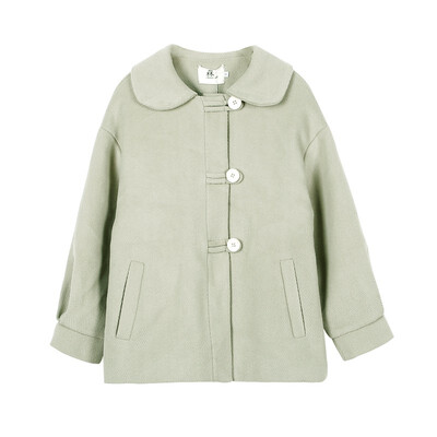 

Qiu dong female literary fan button brief paragraph woolen cloth coat