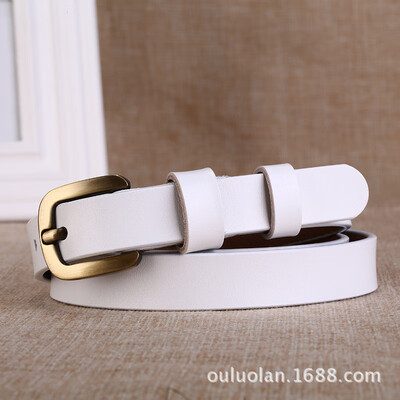 

Hot sale two-layer leather belt Female leather vintage fine solid color Korean decorative belt