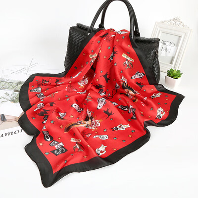 

Korean version of autumn&winter wild scarf dual-use shawl womens bib wild fashion printing silk scarves sunscreen