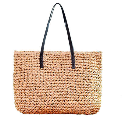 

Summer Women Straw Shopping Tote Vintage Girl Beach Shoulder Zipper Handbag
