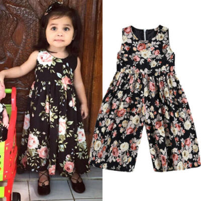 

Toddler Kids Baby Girl Flower Sleeveless Romper Harem Jumpsuit Clothes Outfit US