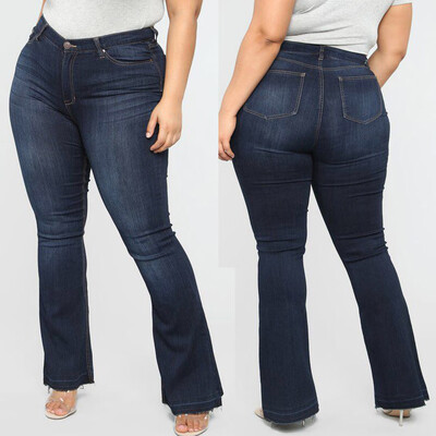 

〖Follure〗Fashion Womens Plus Size Pocket Jeans Denim Female Mid Waist Sexy Flares Pants