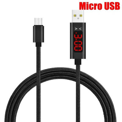 

Micro USB Data Line Voltage Current LED Display Fast Charging Nylon Cable-1m