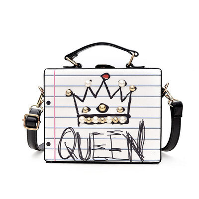 

Fashion letter diamonds pearl rivet box shape casual female handbag