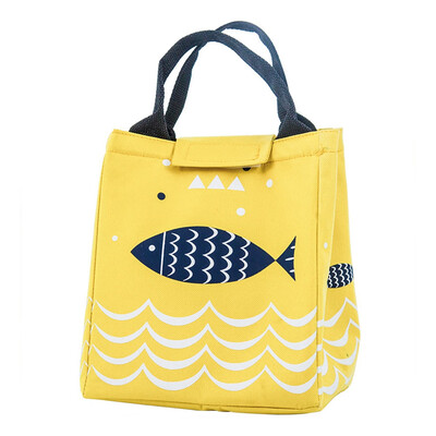 

guangxichuangshengxinfu Small Insulated Lunch Box Bags Insulated Cold Canvas Stripe Picnic Carry Case Thermal Portable Lunch Bag