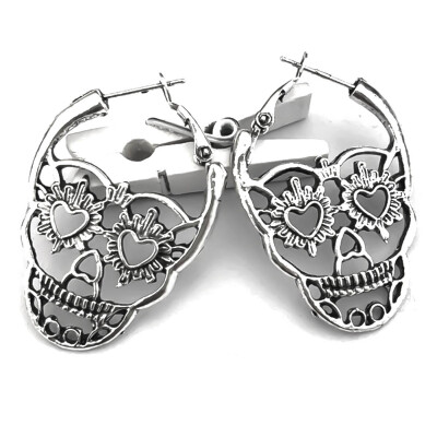 

1Pair Steampunk Silver Color Skull Stud Earrings Vintage Retro Skeleton Piercing Ear Gothic Punk Jewelry