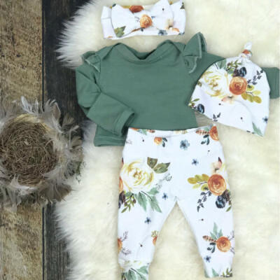 

Newborn Toddler Baby Girl Romper TopFloral PantsHeadband Outfits Clothes