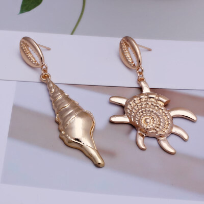 

EK649 Big Shell Drop Earrings For Women Creative Starfish Conch Cowrie Hanging Brincos Statement Earrings Boho Beach Jewelry