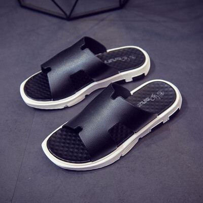 

2019 slippers summer new mens beach PU simple Korean version of the sandal home indoor&outdoor fashion