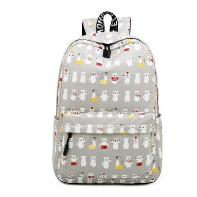 

Fashion Women Waterproof Backpack Preppy Style Bear Print Casual School Bag