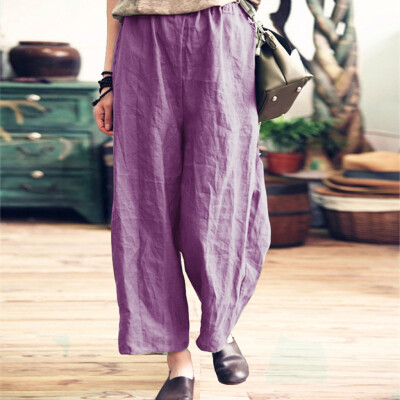 

Tailored Womens Casual Linen Pants Summer Shorts Solid color Trousers -5XL