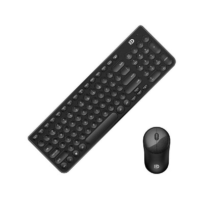 

FD Wireless iK6630 Keyboard & Mouse Combo 24GHz Cute Round Key Set Smart Power-Saving Silent Clicks Slim Combo for Laptop Compute