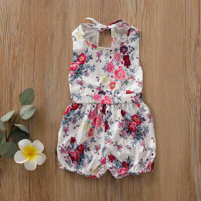 

Infant Baby Girl Kid Sleeveless Floral Printed Lace Romper Jumpsuit Outfits