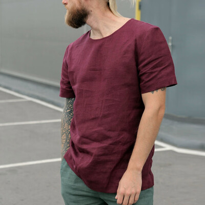 

Toponeto Mens Baggy Cotton Linen Solid Short Sleeve O-Neck Retro T Shirts Tops Blouse