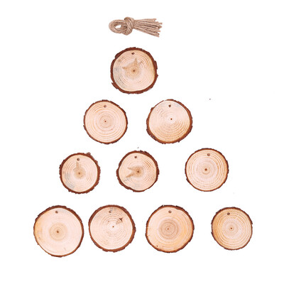 

Gobestart 10Pcs Wooden Round Xmas Wedding Tree Hanging Ornament Decor For DIY Painted