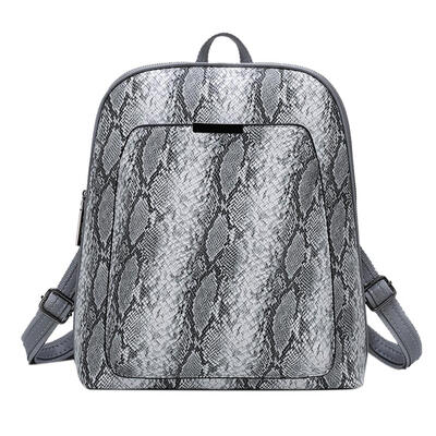 

Snake Print Travel Backpacks Women PU Leather School Bags Small Knapsack