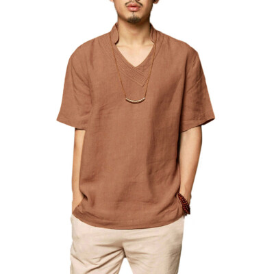 

Tailored Summer Mens Cool And Thin Breathable Collar Hanging Dyed Gradient Cotton Shirt