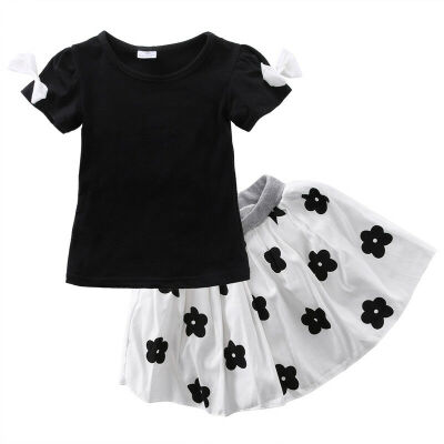 

Kids Baby Girls Toddler T ShirtSkits Party Dress 2pcs Clothes Outfits Sundress